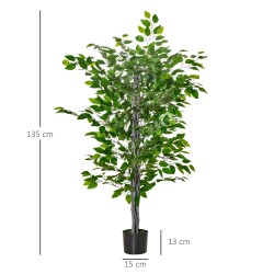 Tekokasvi ficus puu ruukussa 135 cm vihreä muovi-betoni
