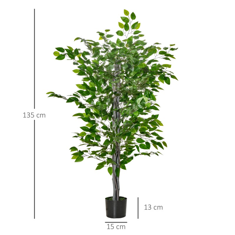 Tekokasvi ficus puu ruukussa 135 cm vihreä muovi-betoni