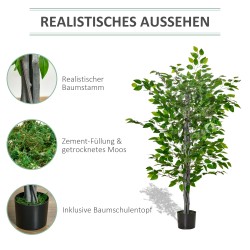 Tekokasvi ficus puu ruukussa 135 cm vihreä muovi-betoni