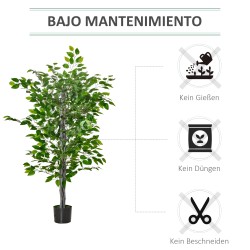 Tekokasvi ficus puu ruukussa 135 cm vihreä muovi-betoni