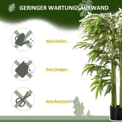 Tekobambukasvi ruukussa 140 cm, 780 lehteä, muovi ja seidentyyppinen kangas, vihreä