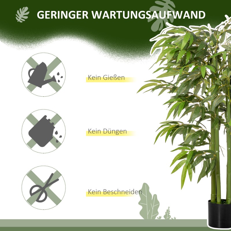 Tekobambukasvi ruukussa 140 cm, 780 lehteä, muovi ja seidentyyppinen kangas, vihreä