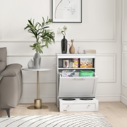 Lemmikin ruokakaappi ja ruokinta-asema, MDF, 61 x 35,5 x 82 cm, valkoinen