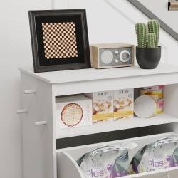 Lemmikin ruokakaappi ja ruokinta-asema, MDF, 61 x 35,5 x 82 cm, valkoinen