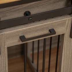 Koirankoti sisähäkki koirille, metallirunko ja MDF, 2-osainen liukuovilla, 120 x 60 x 88,5 cm, ruskea