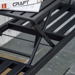 Puutarhapenkki 2–3 hengelle ulkokäyttöön metallia 150 x 58,5 x 90 cm musta, ulosvedettävällä pöytätasolla