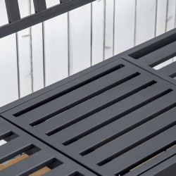 Puutarhapenkki 2–3 hengelle ulkokäyttöön metallia 150 x 58,5 x 90 cm musta, ulosvedettävällä pöytätasolla