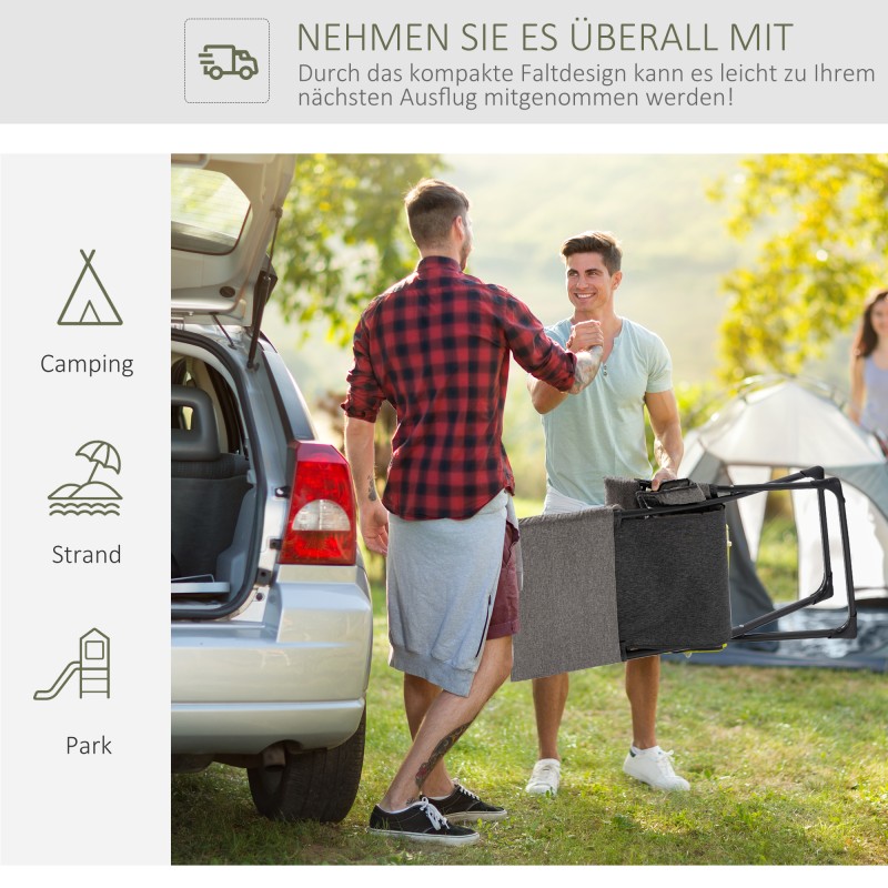 Taitettava puutarhatuoli ulkokäyttöön, teräs ja Textilene, irrotettava pehmuste, 66 x 94 x 79 cm, harmaa