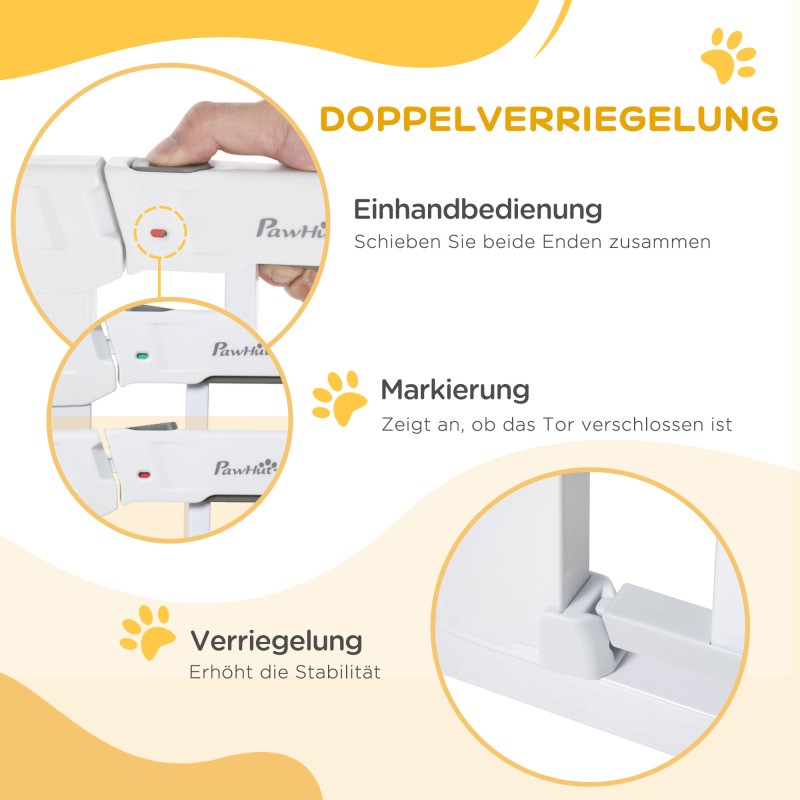 Lemmikkien turvaportti painekiinnitys metallia 75–96 cm valkoinen auto-close