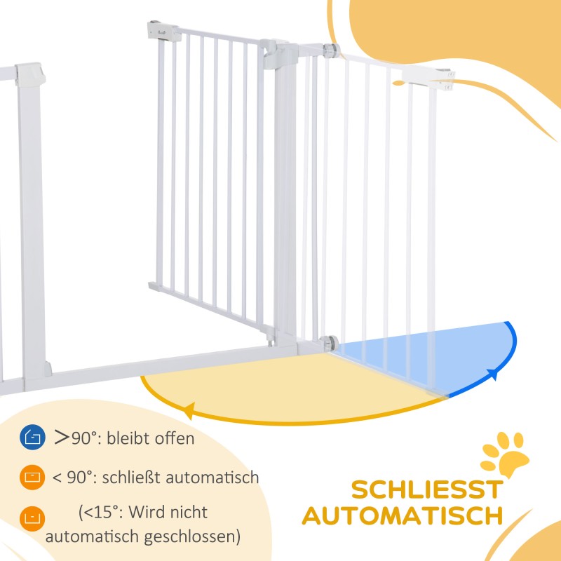 Lemmikkien turvaportti painekiinnitys metallia 75–96 cm valkoinen auto-close