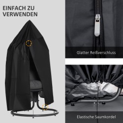 Riipputuolin suojapeite ulkokäyttöön 210D Oxford Ø115 x 190 cm musta