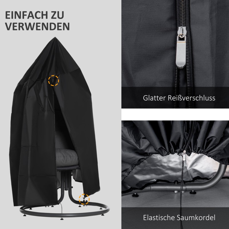Riipputuolin suojapeite ulkokäyttöön 210D Oxford Ø115 x 190 cm musta