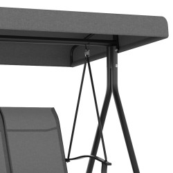 Puutarhakeinu 3 hengelle säädettävällä aurinkokatoksella 200x133x176 cm tummanharmaa