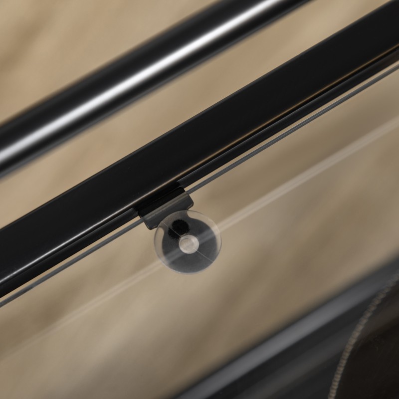 Tarjoilu- ja keittiövaunu pyörillä, 2 lasihyllyä, metalli, 75 x 40 x 80 cm, musta