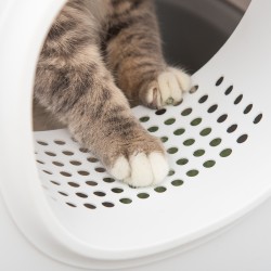 Kissanvessa kannella ritiläpohjalla muovia 55 x 40 x 39 cm valkoinen/vaaleanharmaa, kissoille alle 5 kg