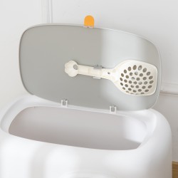 Kissanvessa kannella ritiläpohjalla muovia 55 x 40 x 39 cm valkoinen/vaaleanharmaa, kissoille alle 5 kg