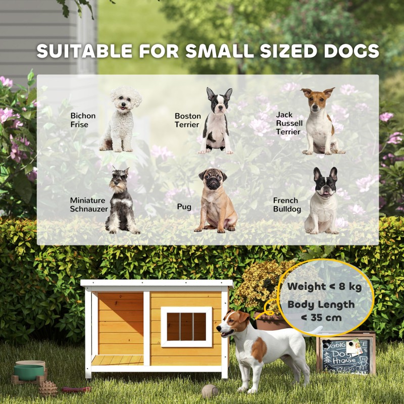 Koirankoti verannalla pienille koirille, puuta, ulkokäyttöön, avattava katto, 85,5 x 62 x 60 cm, oranssi