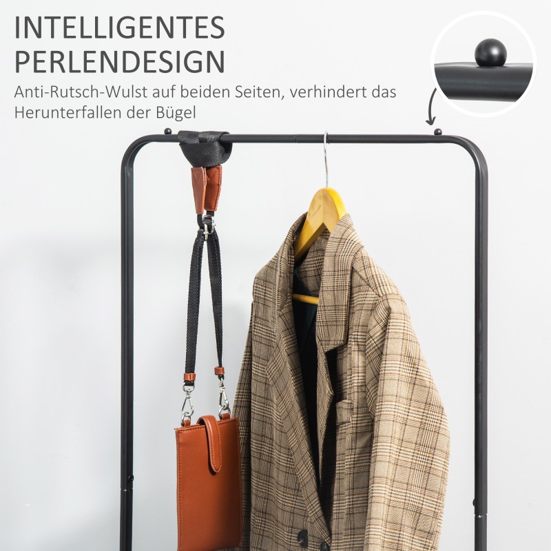 Vaaterekki kengähyllyillä, terästä, liikkuva, 56,5 x 31,5 x 152,5 cm, musta