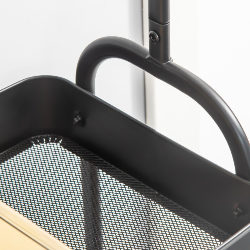 Vaaterekki kengähyllyillä, terästä, liikkuva, 56,5 x 31,5 x 152,5 cm, musta