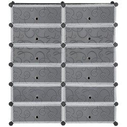 Kenkähylly 12 laatikkoa muovi teräs 24 paria 94x37x108 cm musta valkoinen