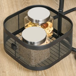 Säilytysvaunu 4 tasoa teräs 33 x 33 x 77 cm musta keittiövaunu pyörillä