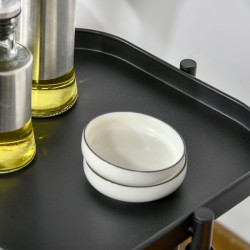 Säilytysvaunu 4 tasoa teräs 33 x 33 x 77 cm musta keittiövaunu pyörillä