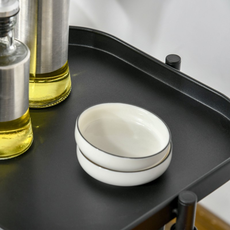 Säilytysvaunu 4 tasoa teräs 33 x 33 x 77 cm musta keittiövaunu pyörillä