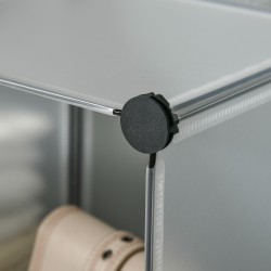 Modulaarinen säilytyshylly 16 kuutiota, PP-teräs, 125 x 32 x 125 cm, musta-valkoinen