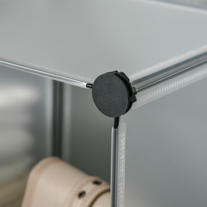 Modulaarinen säilytyshylly 16 kuutiota, PP-teräs, 125 x 32 x 125 cm, musta-valkoinen