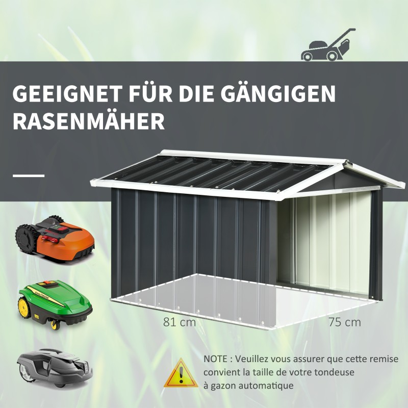 Metallinen suoja robottiruohonleikkurille, sinkitty teräs, 86 x 100 x 63 cm, tummanharmaa