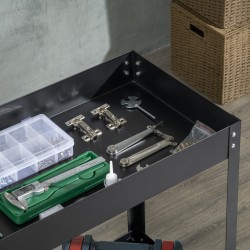 Työkalukärry 2 tasoa teräs 84,5 x 38 x 84 cm 150 kg musta