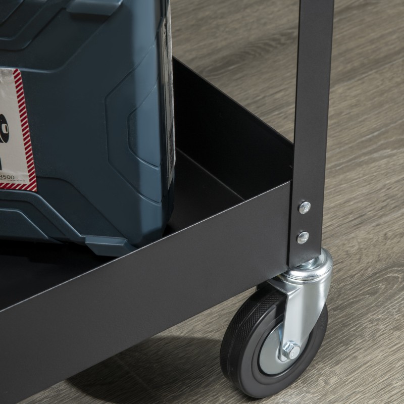 Työkalukärry 2 tasoa teräs 84,5 x 38 x 84 cm 150 kg musta