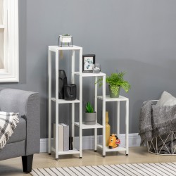 Kukkateline ja kasviteline 7 tasoa teräsrunko 65 x 23 x 94,5 cm valkoinen