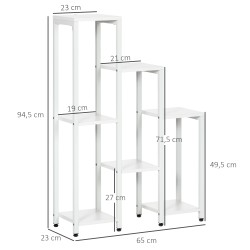 Kukkateline ja kasviteline 7 tasoa teräsrunko 65 x 23 x 94,5 cm valkoinen