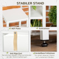 Kukkateline ja kasviteline 7 tasoa teräsrunko 65 x 23 x 94,5 cm valkoinen