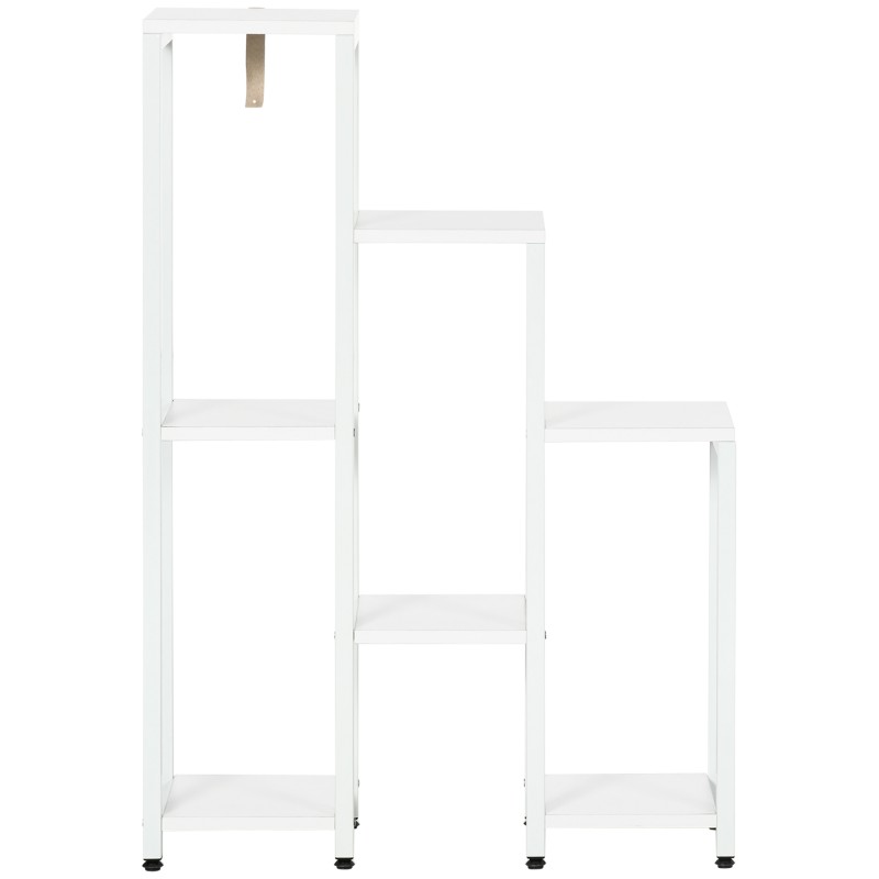 Kukkateline ja kasviteline 7 tasoa teräsrunko 65 x 23 x 94,5 cm valkoinen