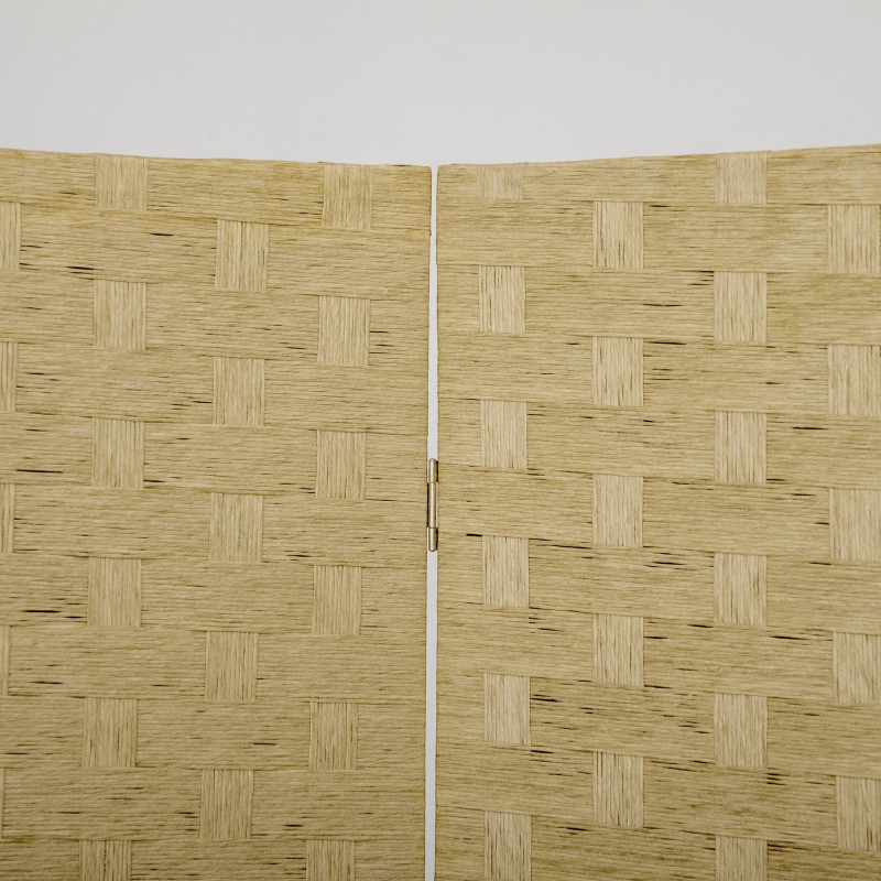 Tilanjakaja olohuoneeseen 4-osainen paperikuitu/mäntypuu 159,5x169,5 cm ruskea