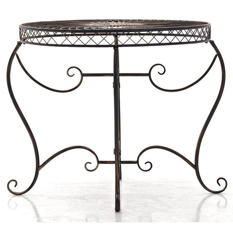 Nostalginen Sheela-puutarhapöytä raudasta antiikkipatinalla, 90 cm