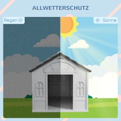 Koirankoppi ulkokäyttöön, muovia, 65 x 75,7 x 63 cm, harmaa