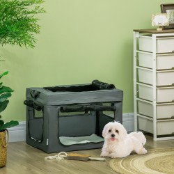 Taittuva kuljetuslaatikko kissalle ja pienelle koiralle, teräsrunko, 60 x 42 x 42 cm, harmaa