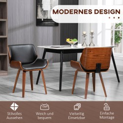 Ruokapöydän tuolit vintage, 2 kpl, keinonahka, puu ja teräs, musta