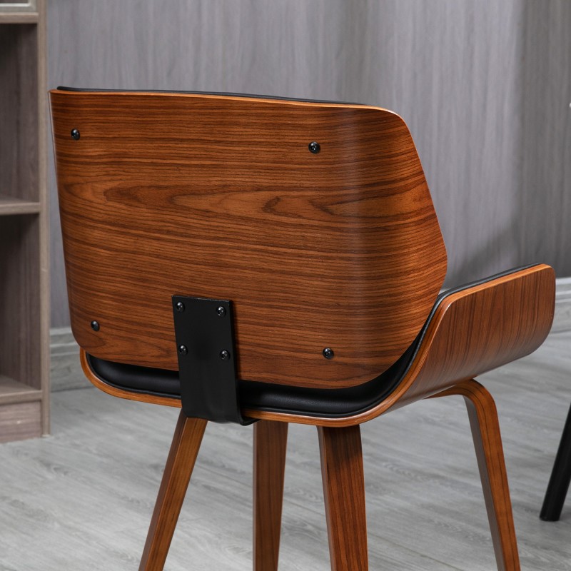 Ruokapöydän tuolit vintage, 2 kpl, keinonahka, puu ja teräs, musta