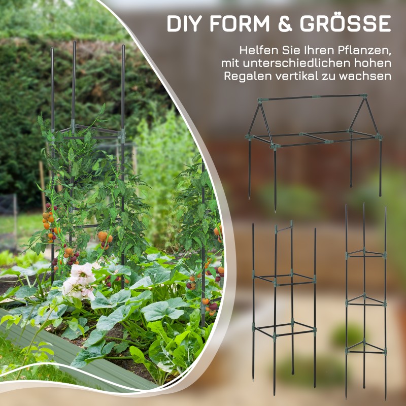 Köynnöstuki tomaateille ja köynnöskasveille, teräs, 38 x 38 x 182 cm, 3 kpl, vihreä