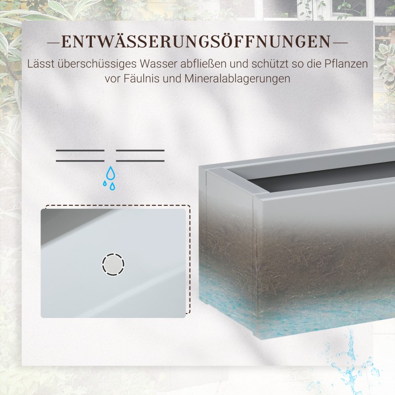 Metallinen istutuslaatikko ulkokäyttöön, teräs, 91 x 22 x 22 cm, harmaa