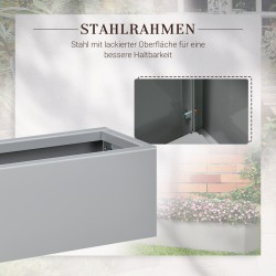 Metallinen istutuslaatikko ulkokäyttöön, teräs, 91 x 22 x 22 cm, harmaa