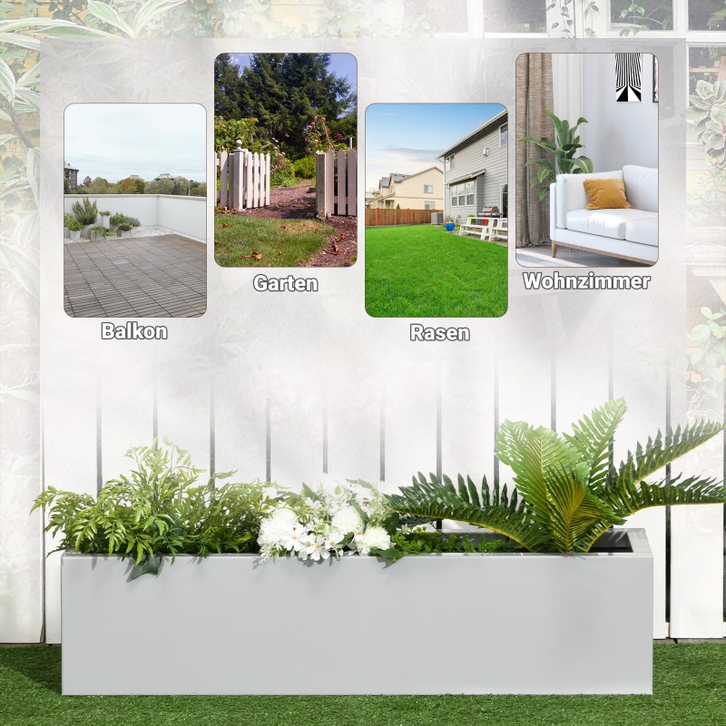 Metallinen istutuslaatikko ulkokäyttöön, teräs, 91 x 22 x 22 cm, harmaa