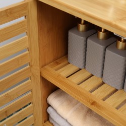 Bambukylpyhuonekaappi lamelliovilla 68 x 32 x 86 cm, luonnonvärinen