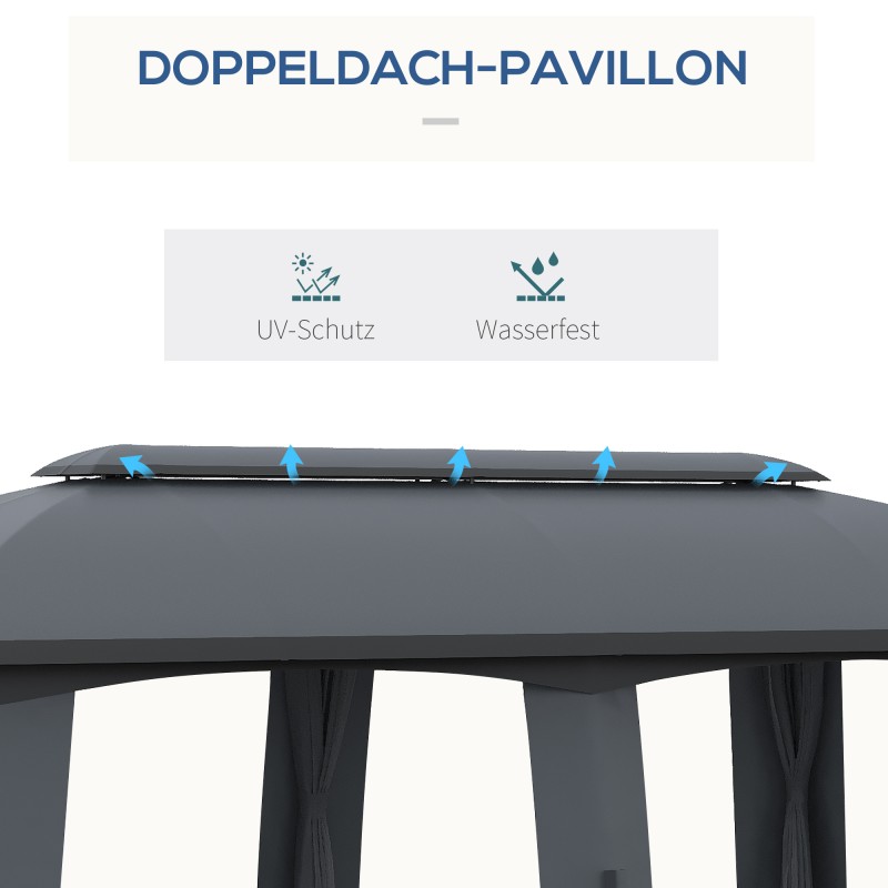 Puutarhakatos juhliin hyttysverkoilla ja sivuverhoilla 3x6 m jopa 15 hengelle tummanharmaa