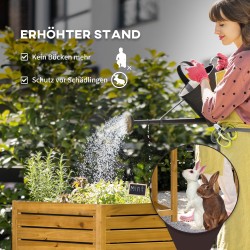 Korkea viljelylaatikko taittuvalla työtasolla, lakattu kuusipuu, ruskea, 64 x 63 x 74,5 cm