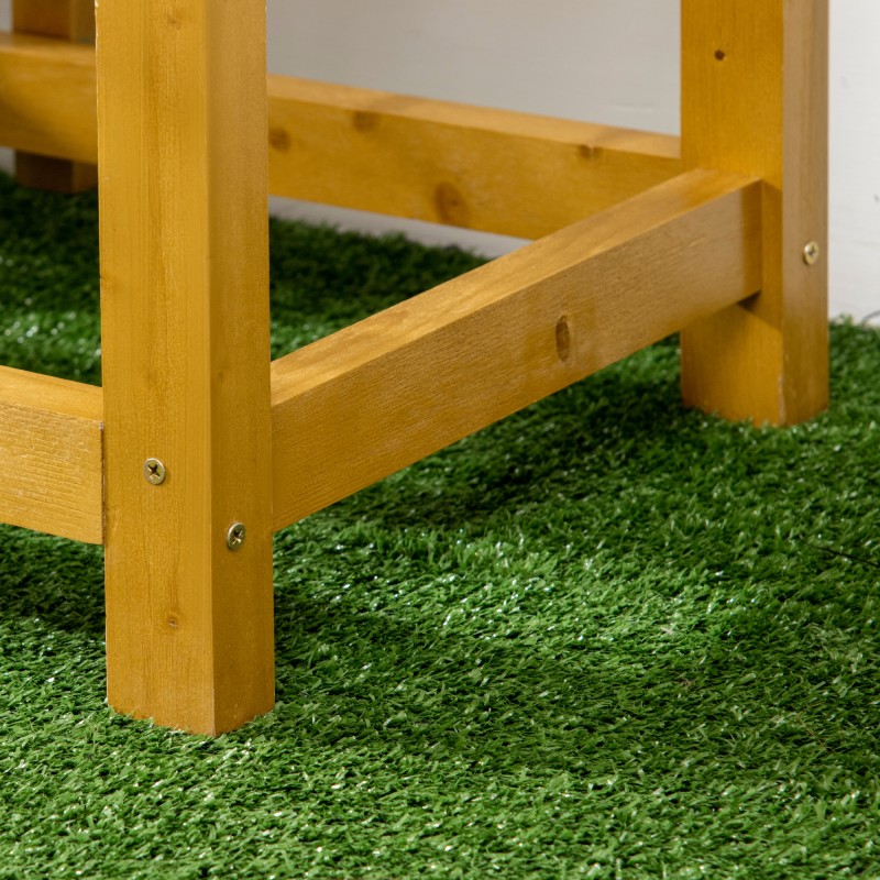 Korkea viljelylaatikko taittuvalla työtasolla, lakattu kuusipuu, ruskea, 64 x 63 x 74,5 cm